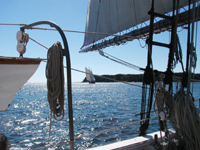 closeup of ropes and sails
